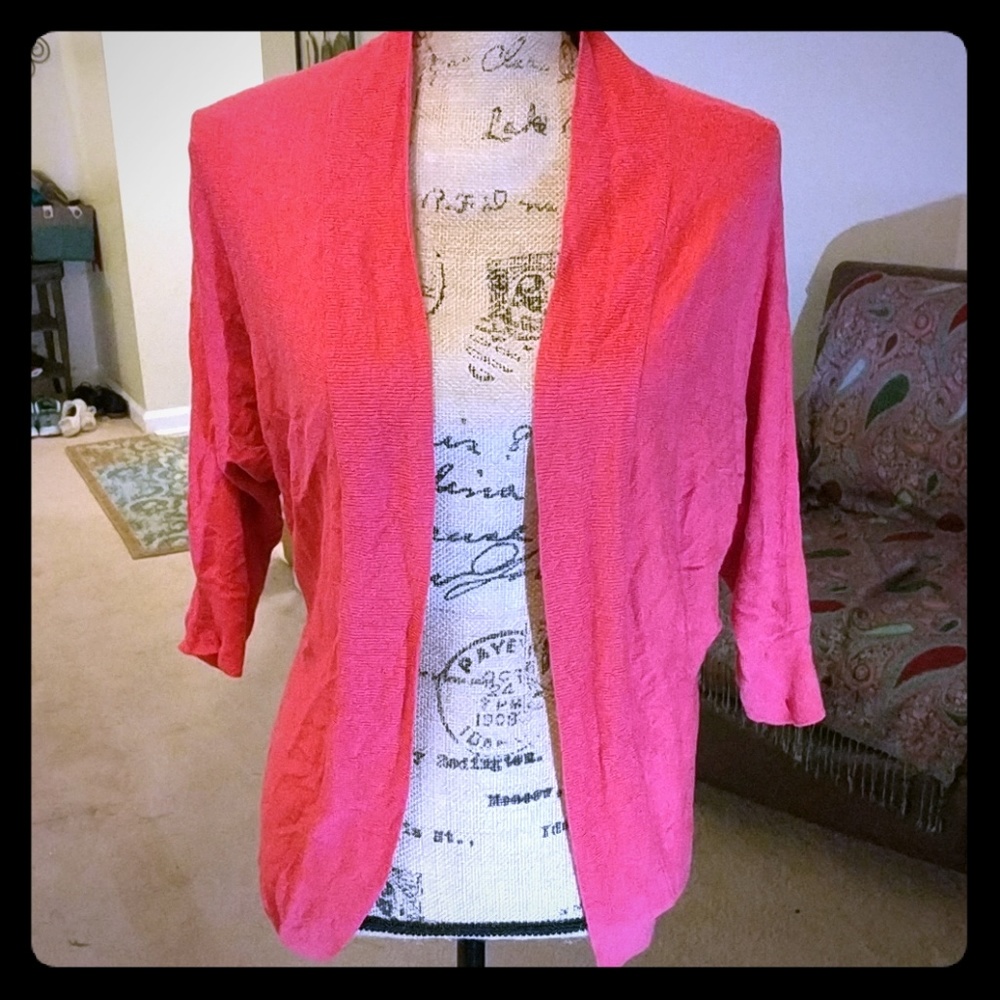 Dark pink / coral cardigan sweater